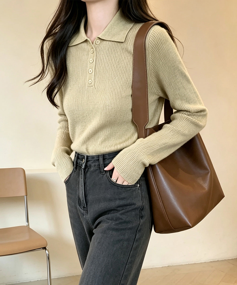 ポロリブニットトップス ベーシック春秋服 詳細画像17