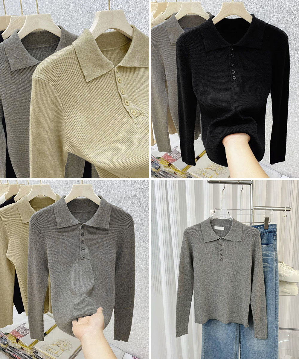 ポロリブニットトップス ベーシック春秋服 詳細画像20