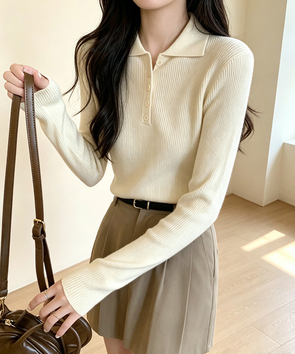 ポロリブニットトップス ベーシック春秋服 詳細画像3