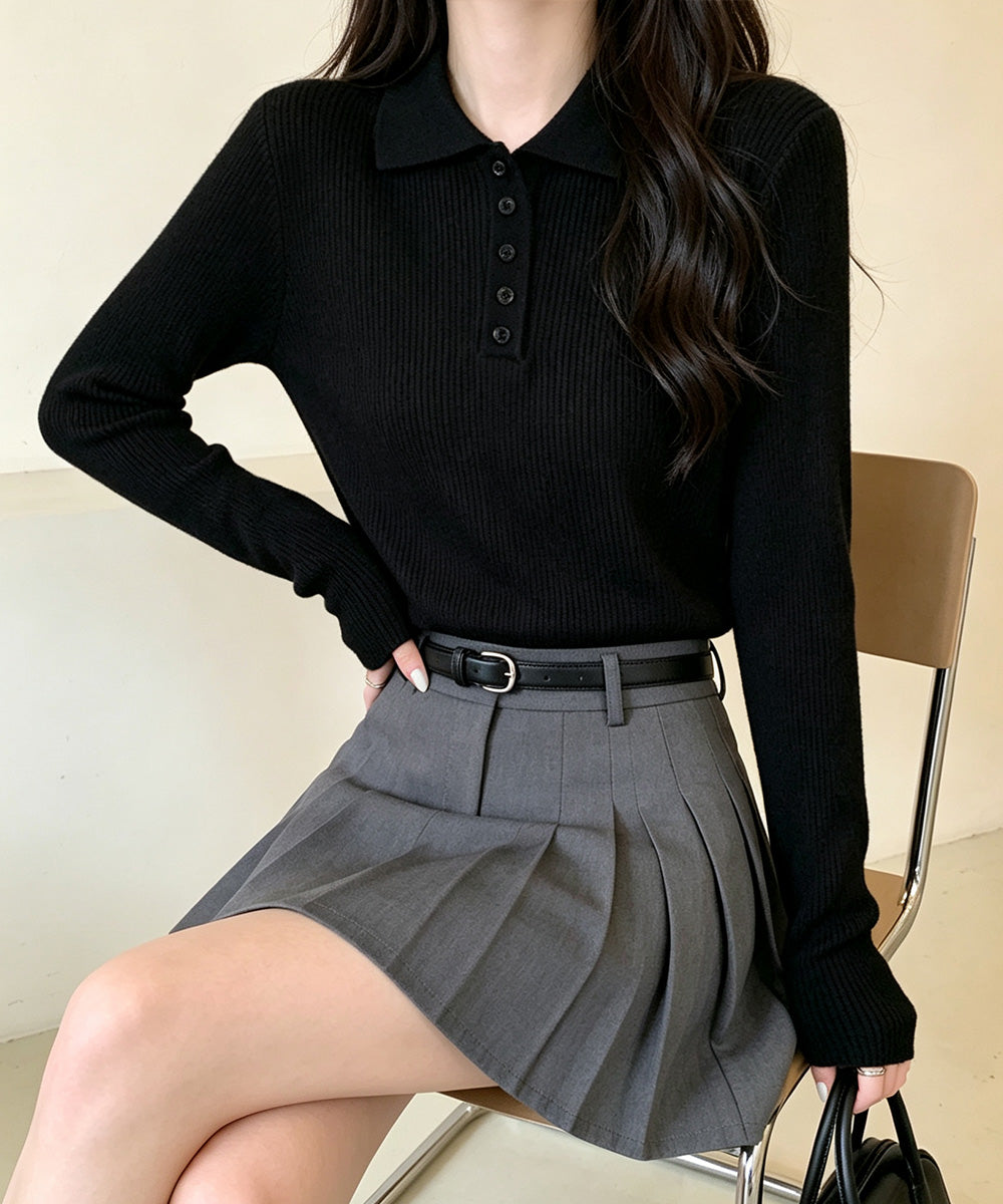 ポロリブニットトップス ベーシック春秋服 詳細画像6