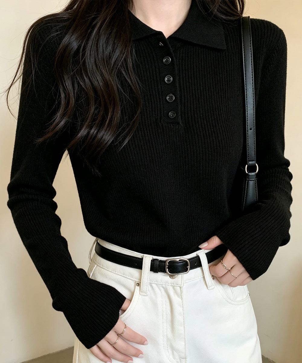 ポロリブニットトップス ベーシック春秋服 詳細画像8