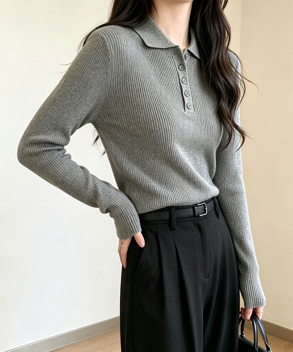 ポロリブニットトップス ベーシック春秋服 詳細画像9