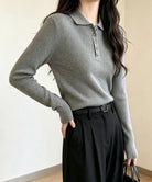 ポロリブニットトップス ベーシック春秋服 詳細画像9