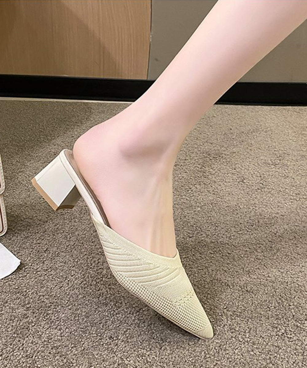 ニットミュールパンプス チャンキーヒール 詳細画像10