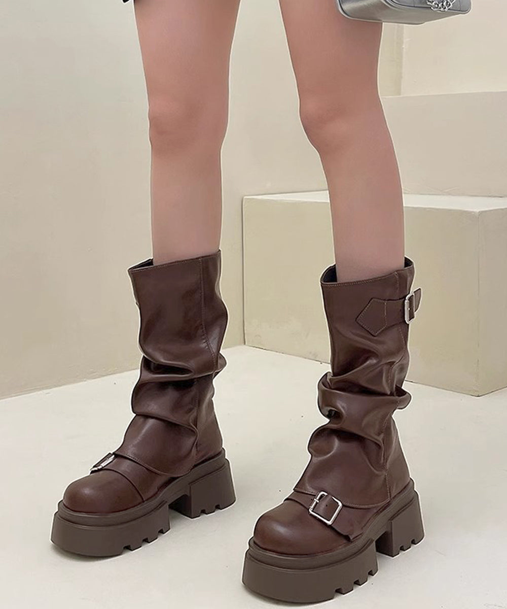 ショートブーツ 厚底カバーミドルブーツ 詳細画像17