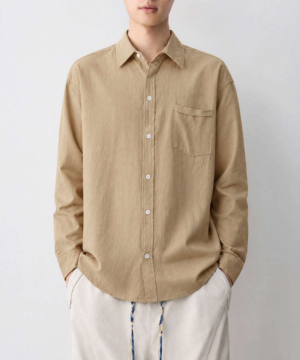 メンズ長袖シャツ綿麻風トップス韓国風秋服 詳細画像19