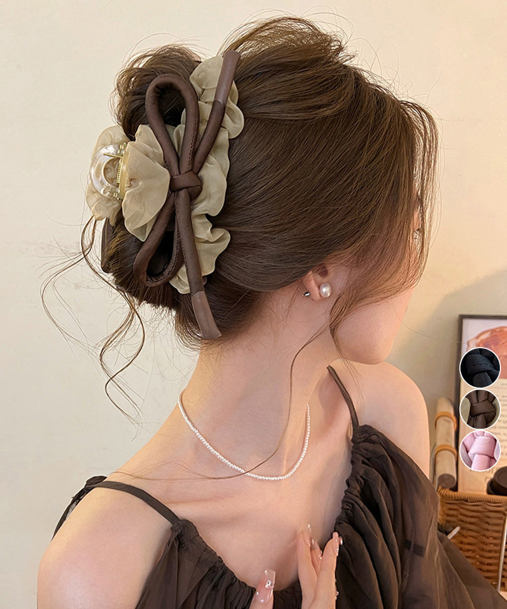 リボンヘアクリップ大きめ バンスクリップ 詳細画像1