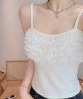 マルチフリルキャミソール カップ付き夏服 レディース大人可愛いキャミインナー 美胸ブラトップ快適 韓国風薄手インナーブラ一体型 お洒落 胸元フリルインナートップス 92QIAODS-002