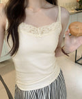 レースキャミソールカップ付きインナー夏服 レディース フロントリボンキャミ おしゃれブラトップ 着回し フェミニンブラキャミ 韓国風 肌見せインナートップス重ね着 92QIAODS-004