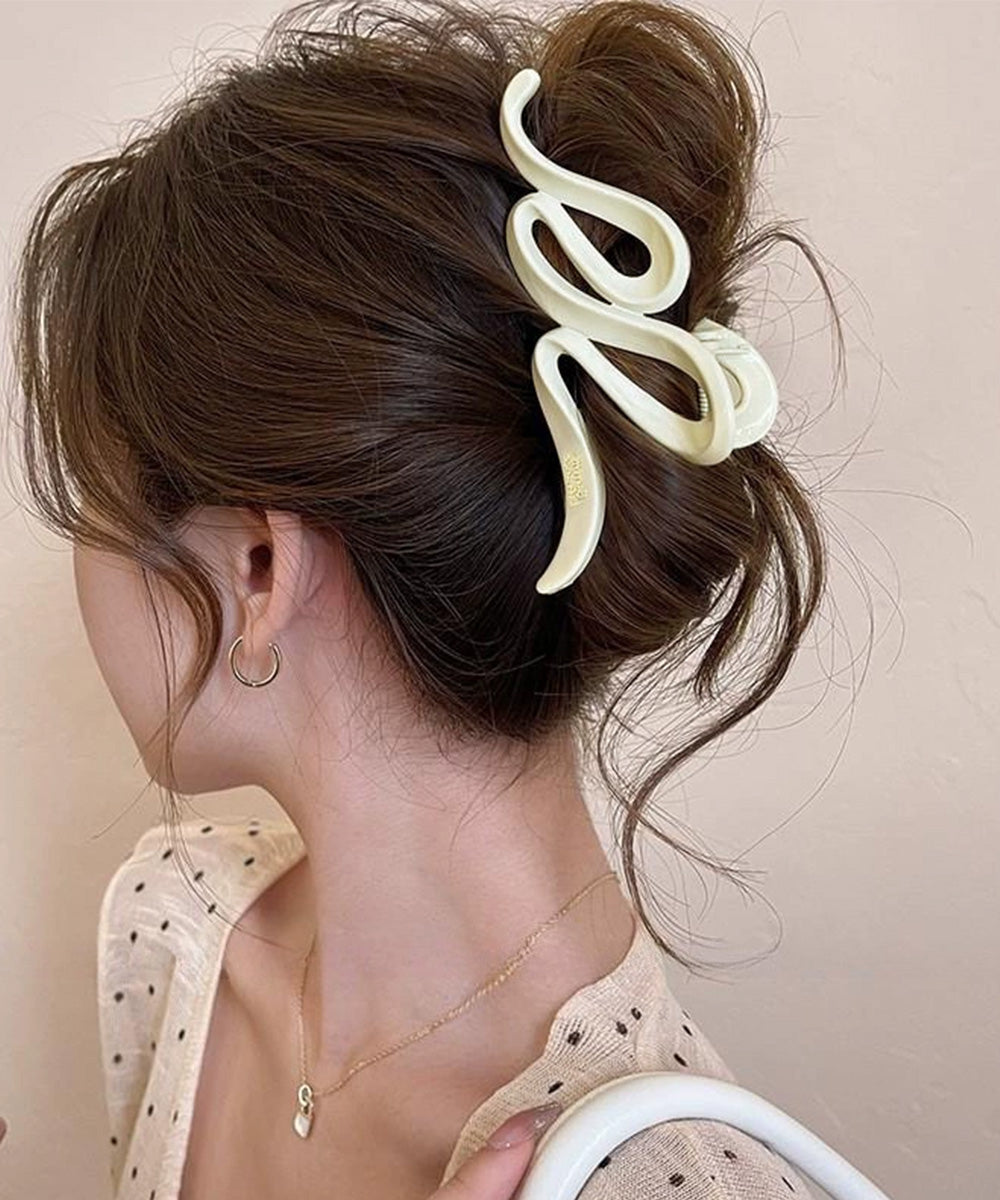 バンスクリップ大人 ヘアクリップおしゃれ 韓国風ヘアアクセサリーしっかり留まる ウェーブヘアクリップこなれ感 ヘアアレンジ簡単まとめ髪 ハーフアップクリップ大きめ 92YIPAI-001