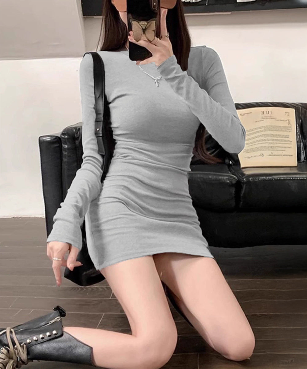 ロングTシャツ 重ね着フィットカットソー レディース ベーシックロンティー 細見えチュニックTシャツ 柔らかいインナートップス カジュアルカットソー ティーシャツ 92YIYUNQ-001