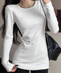ロングTシャツ 重ね着フィットカットソー レディース ベーシックロンティー 細見えチュニックTシャツ 柔らかいインナートップス カジュアルカットソー ティーシャツ 92YIYUNQ-001