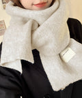 ニットマフラーカシミア風ネックウォーマー チクチクしない厚手マフラーレディース 暖かいストール韓国風 おしゃれショールマフラー無地シンプル 防風防寒グッズオフィス 92YZL-002