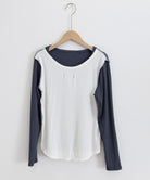レイヤード風Tシャツ スリットネック秋服 詳細画像23