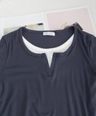 レイヤード風Tシャツ スリットネック秋服 詳細画像24