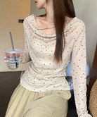 ドット柄シアーカットソーオフショルロンT 詳細画像2