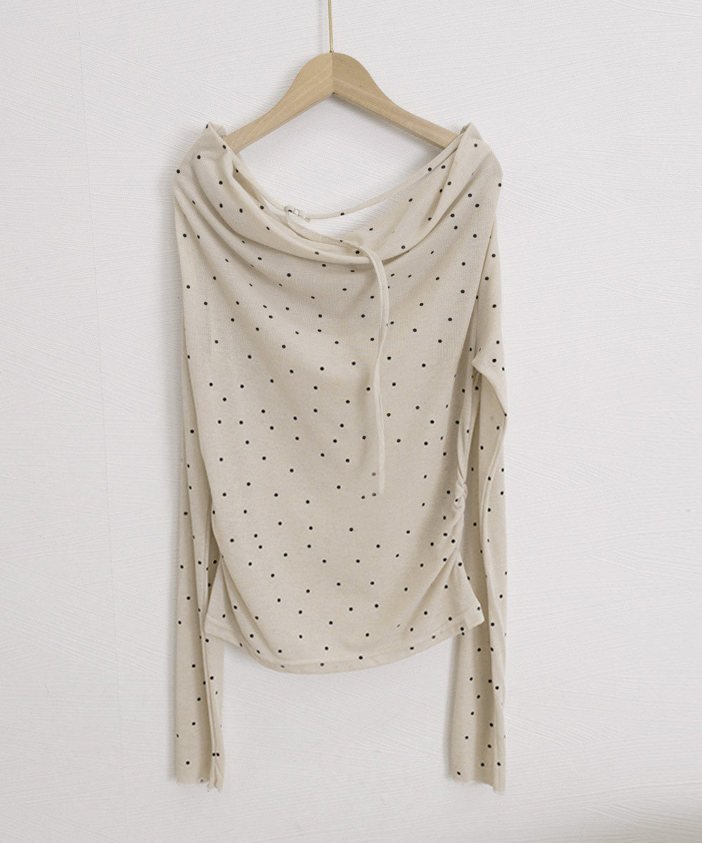 ドット柄シアーカットソーオフショルロンT 詳細画像22