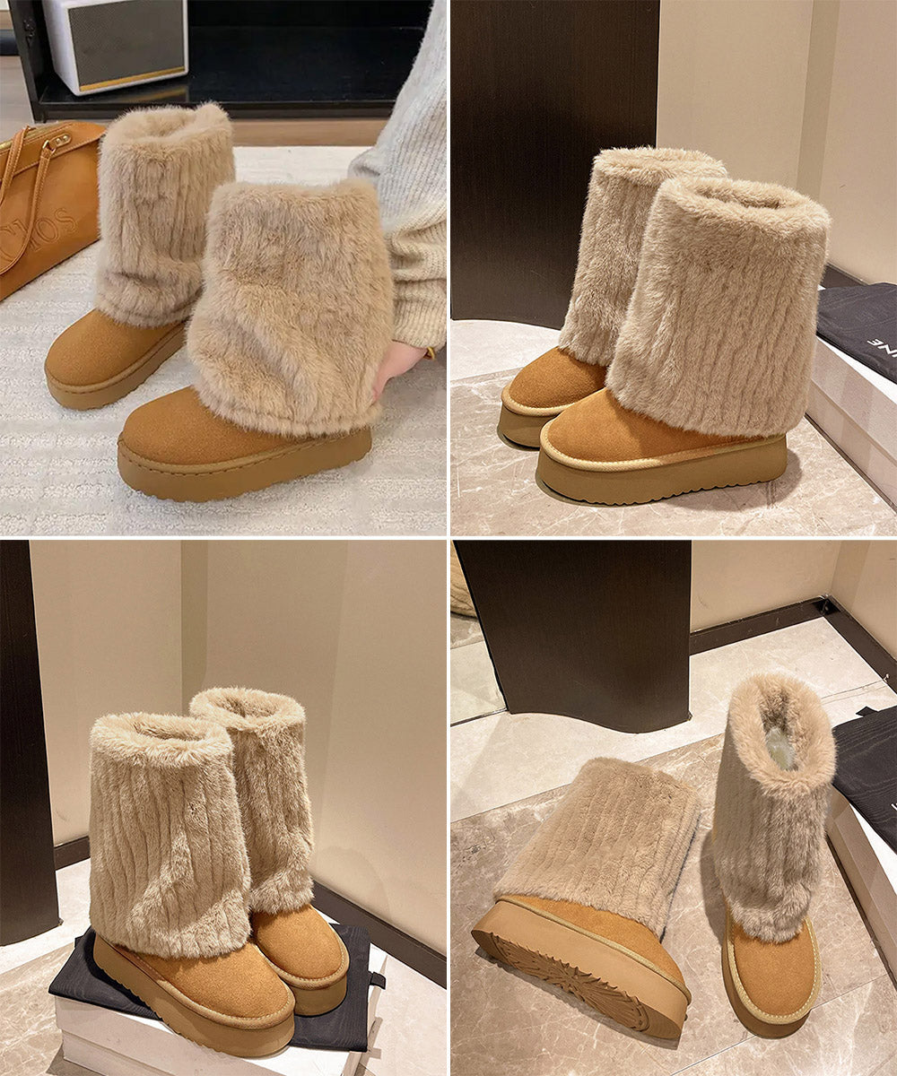 フェイクムートンブーツ 厚底ファーブーツ