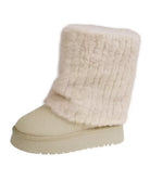 フェイクムートンブーツ 厚底ファーブーツ