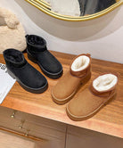 厚底ムートンブーツチャンキーヒールブーツ 詳細画像15
