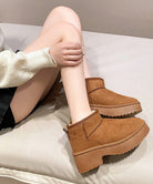 厚底ムートンブーツチャンキーヒールブーツ 詳細画像9