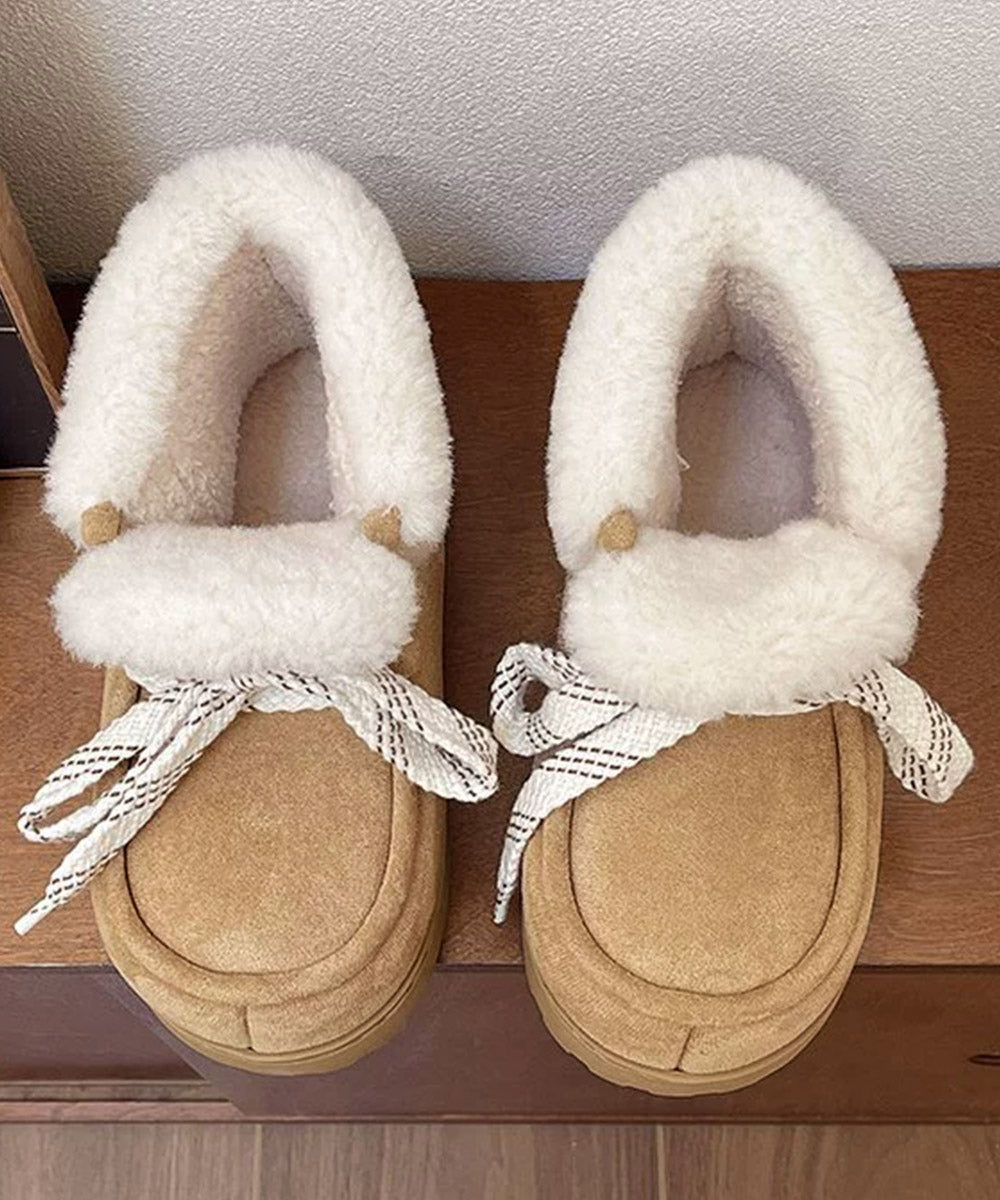 厚底ムートンブーツもこもこショートブーツ