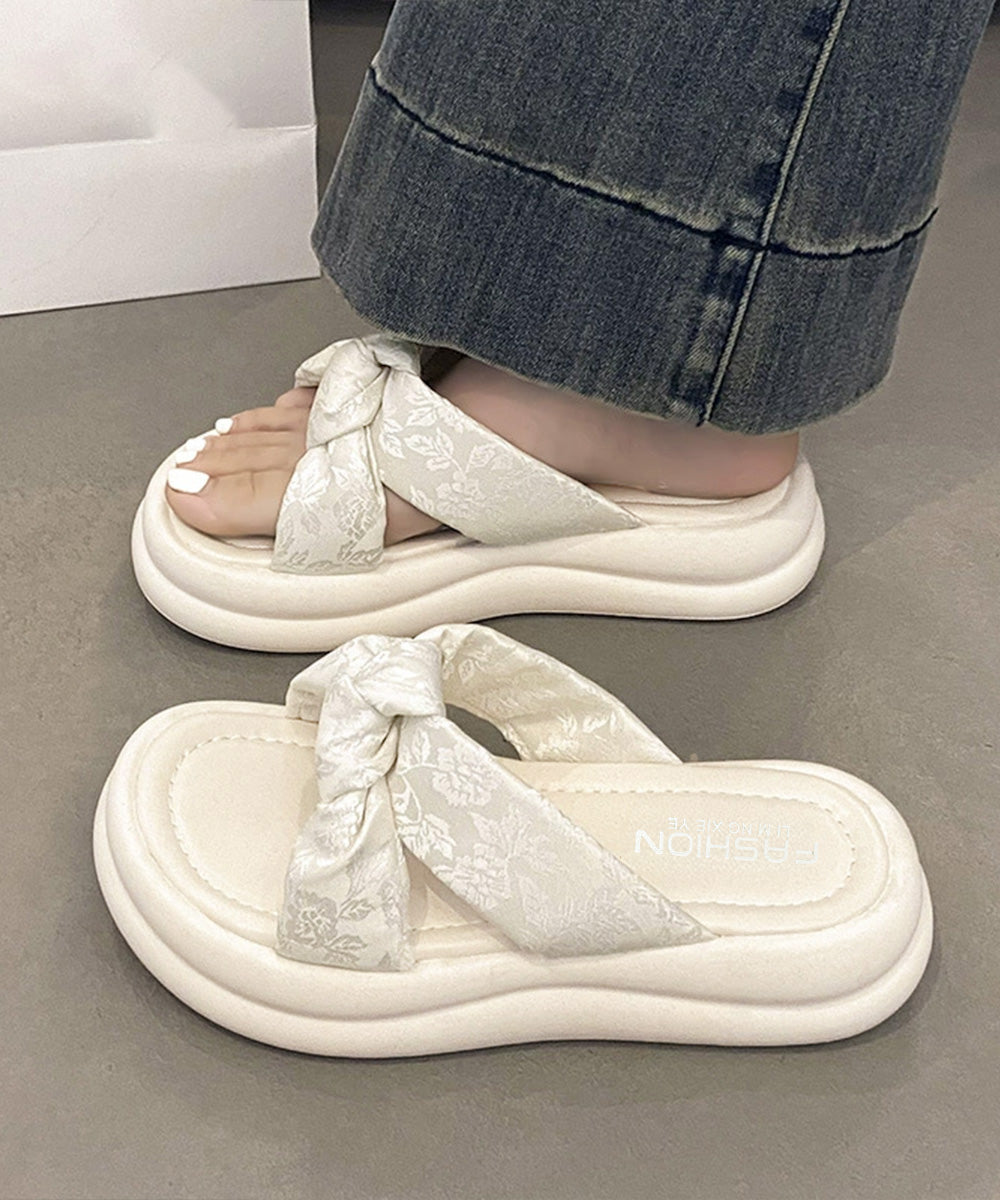 ドット柄クロスリボン厚底サンダル美脚脚長 詳細画像24