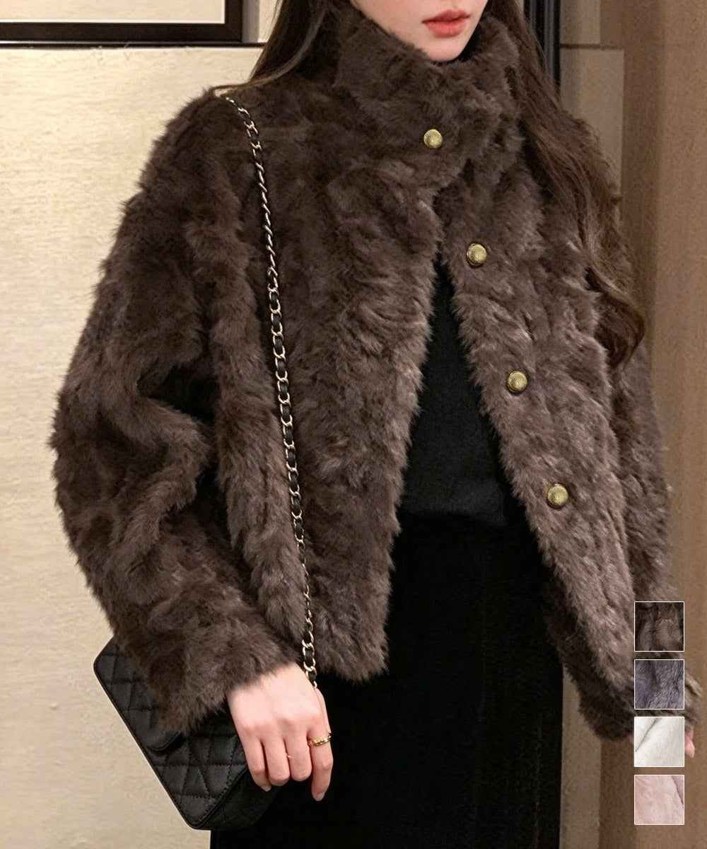 金ボタンファージャケットショート丈コート