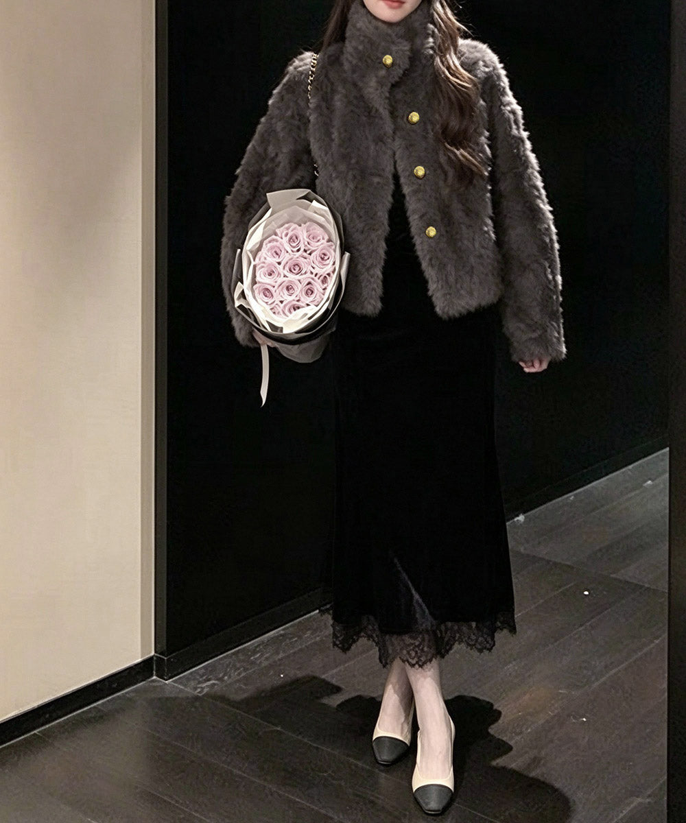 金ボタンファージャケットショート丈コート