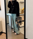 ダブルボタンファージャケットブルゾン冬服