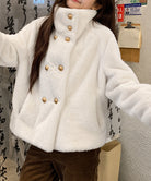 ダブルボタンファージャケットブルゾン冬服