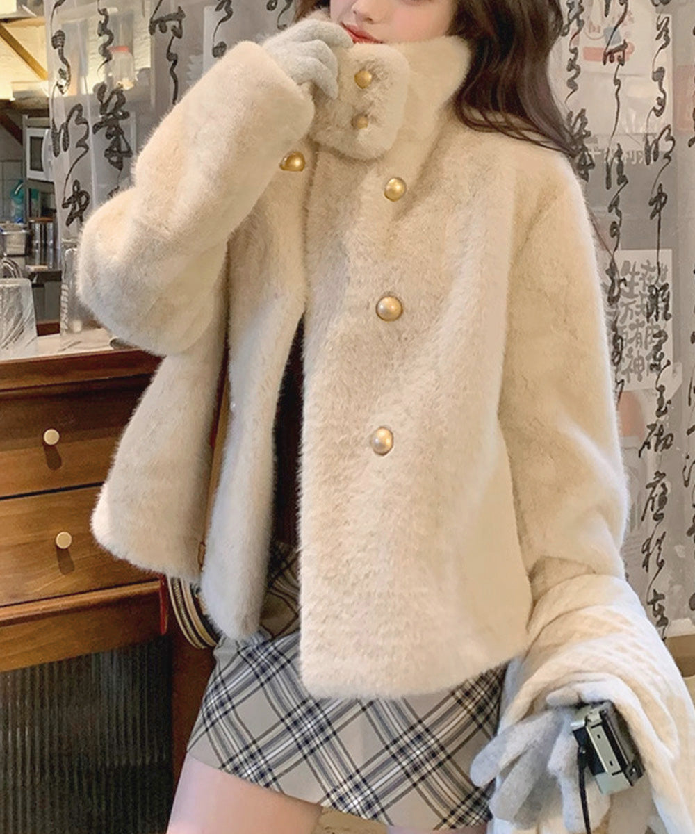 ダブルボタンファージャケットブルゾン冬服