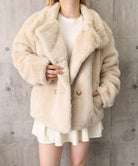 ダブルボタンファージャケットブルゾン冬服