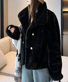 ダブルボタンファージャケットブルゾン冬服
