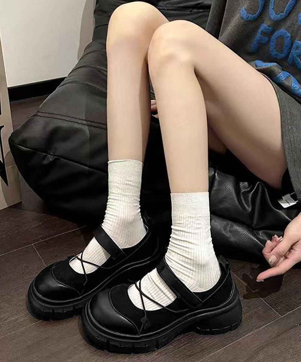 厚底メリージェーンシューズ美脚ローファー