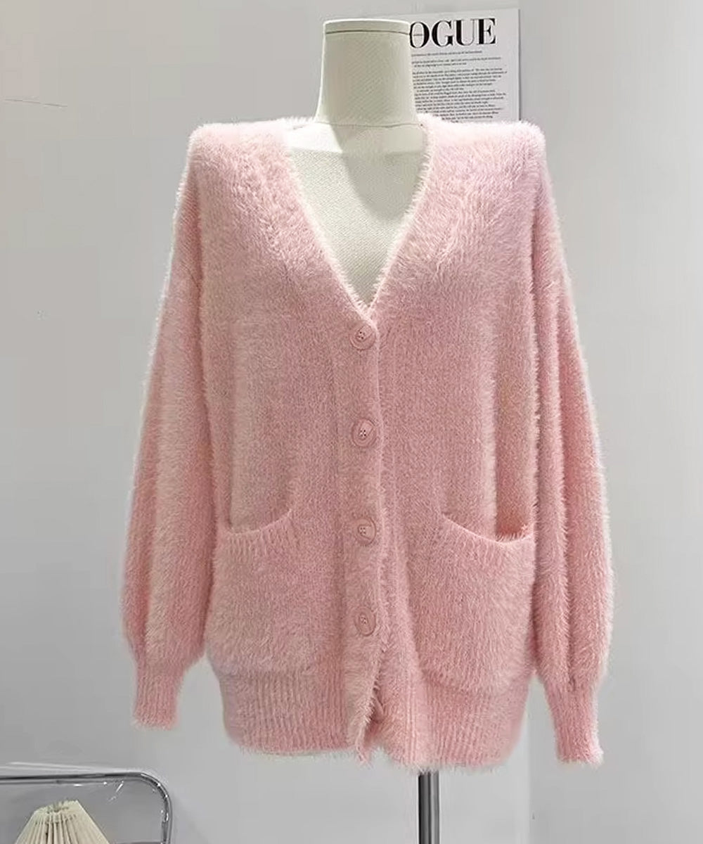 シャギーニットカーディガンVネック秋冬服 詳細画像18