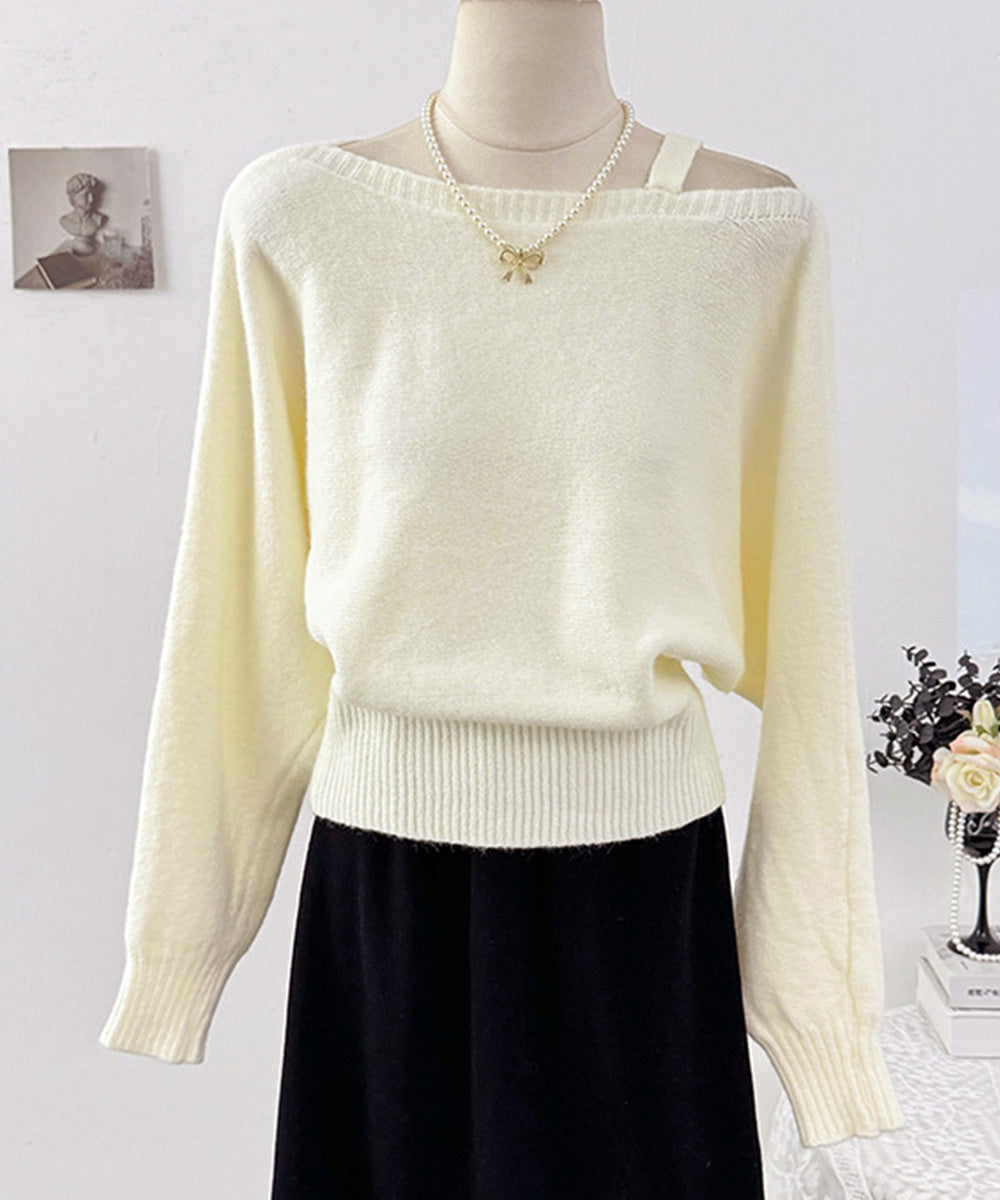 オフショルダーニットトップス肩見せ秋冬服 詳細画像27