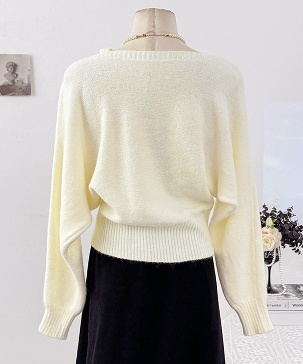 オフショルダーニットトップス肩見せ秋冬服 詳細画像28