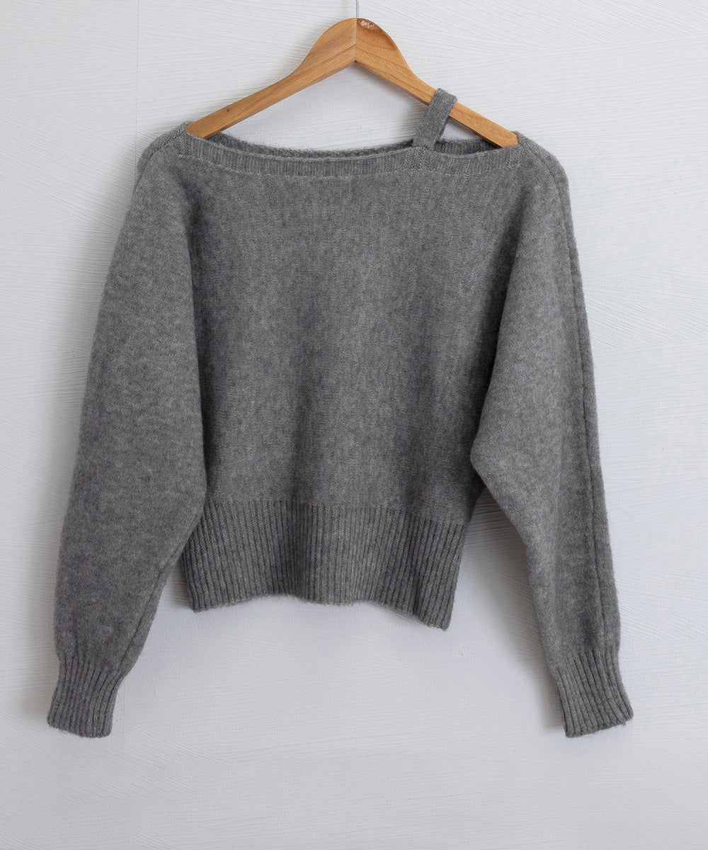 オフショルダーニットトップス肩見せ秋冬服 詳細画像35