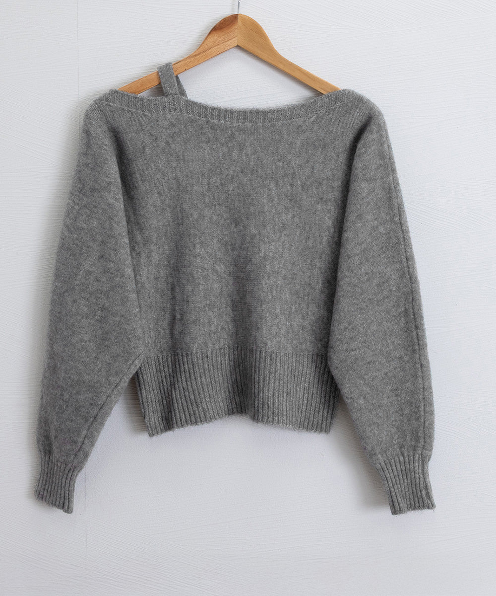 オフショルダーニットトップス肩見せ秋冬服 詳細画像36