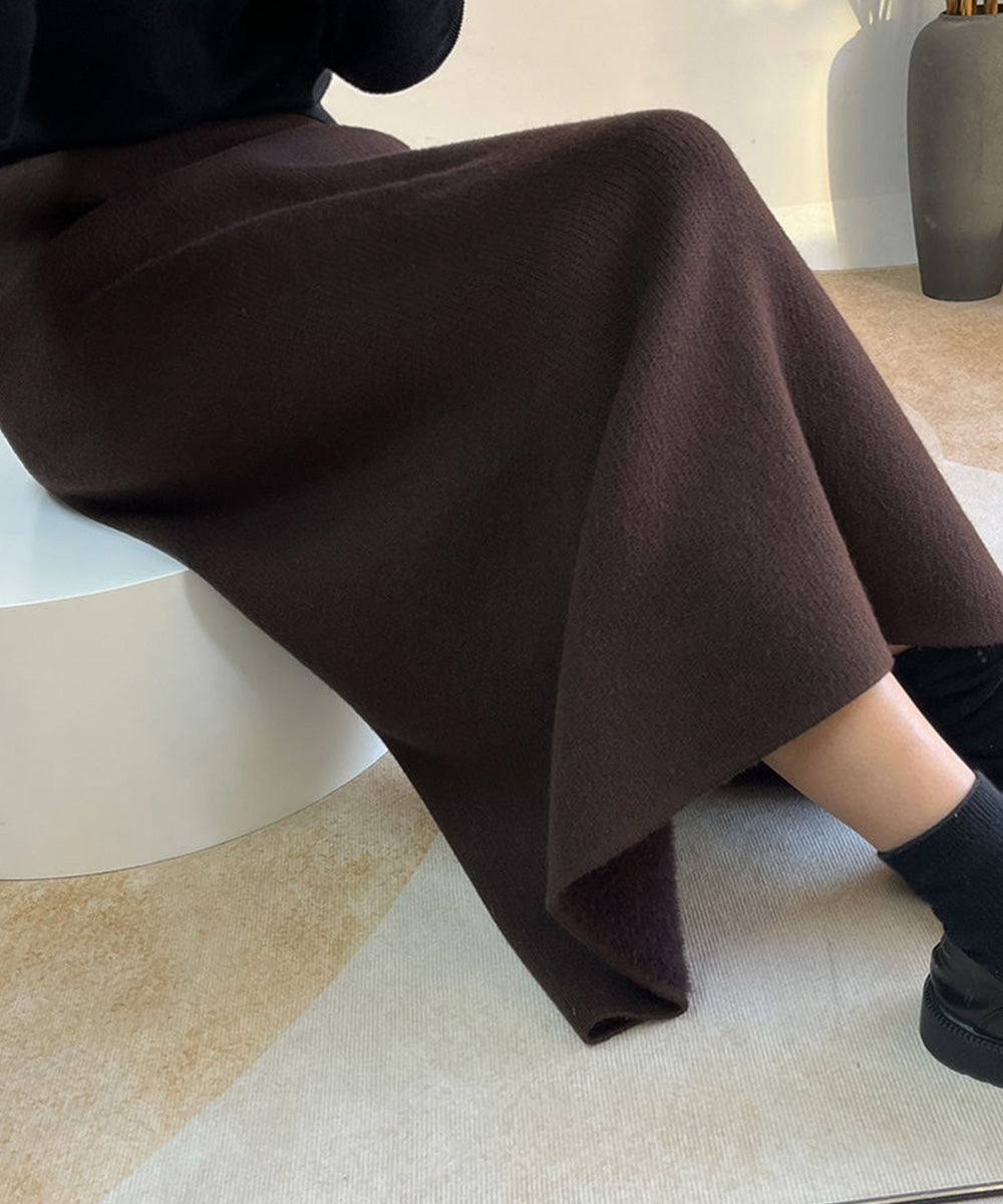 裏起毛ニットスカート 厚手タイトスカート 詳細画像24