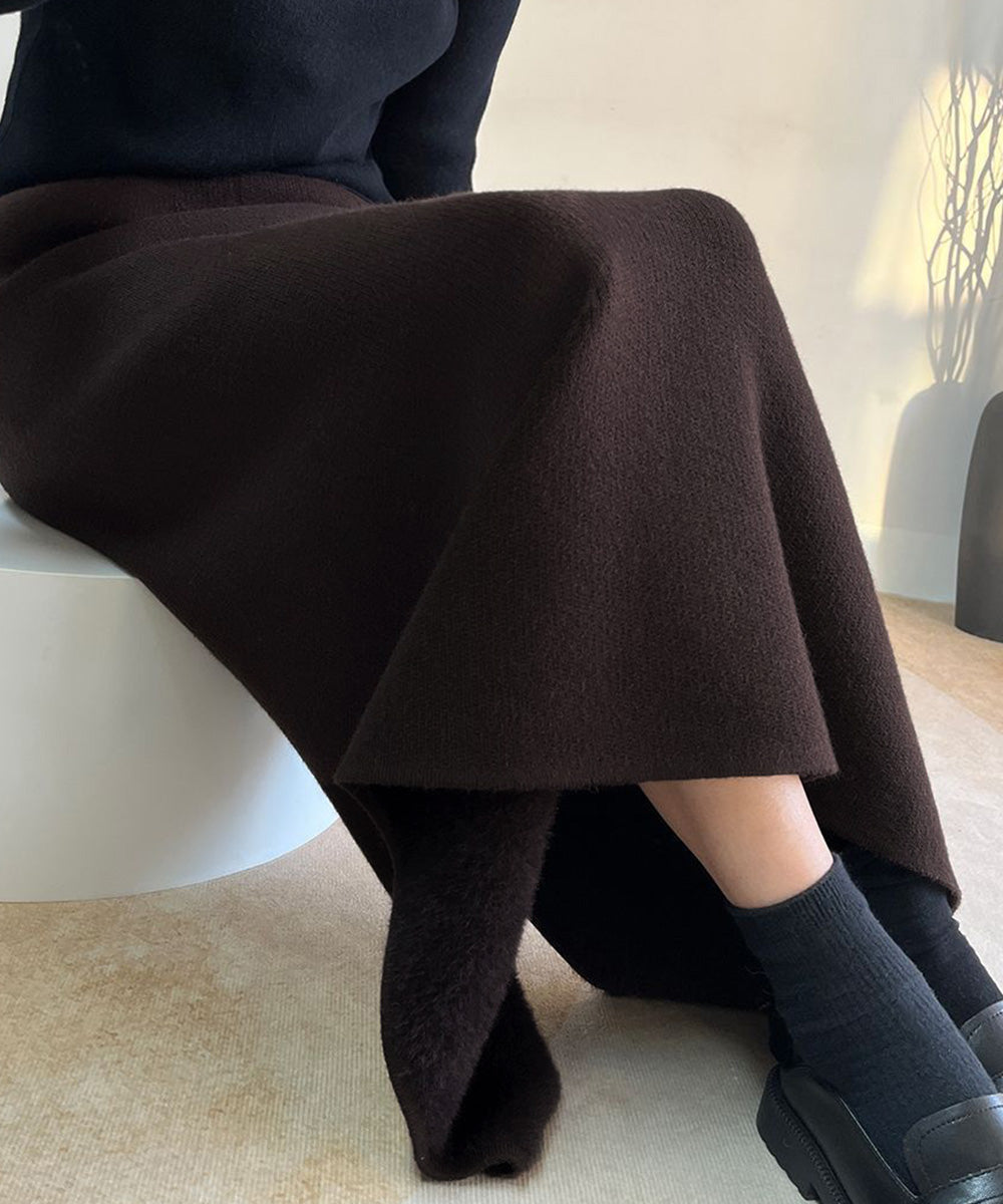 裏起毛ニットスカート 厚手タイトスカート 詳細画像26