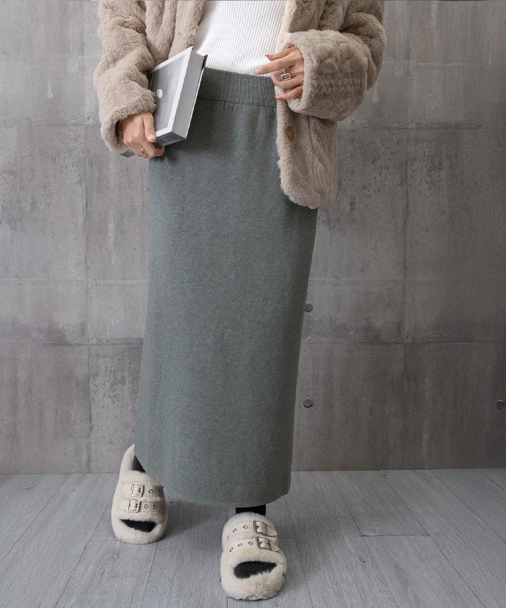 裏起毛ニットスカート 厚手タイトスカート 詳細画像32