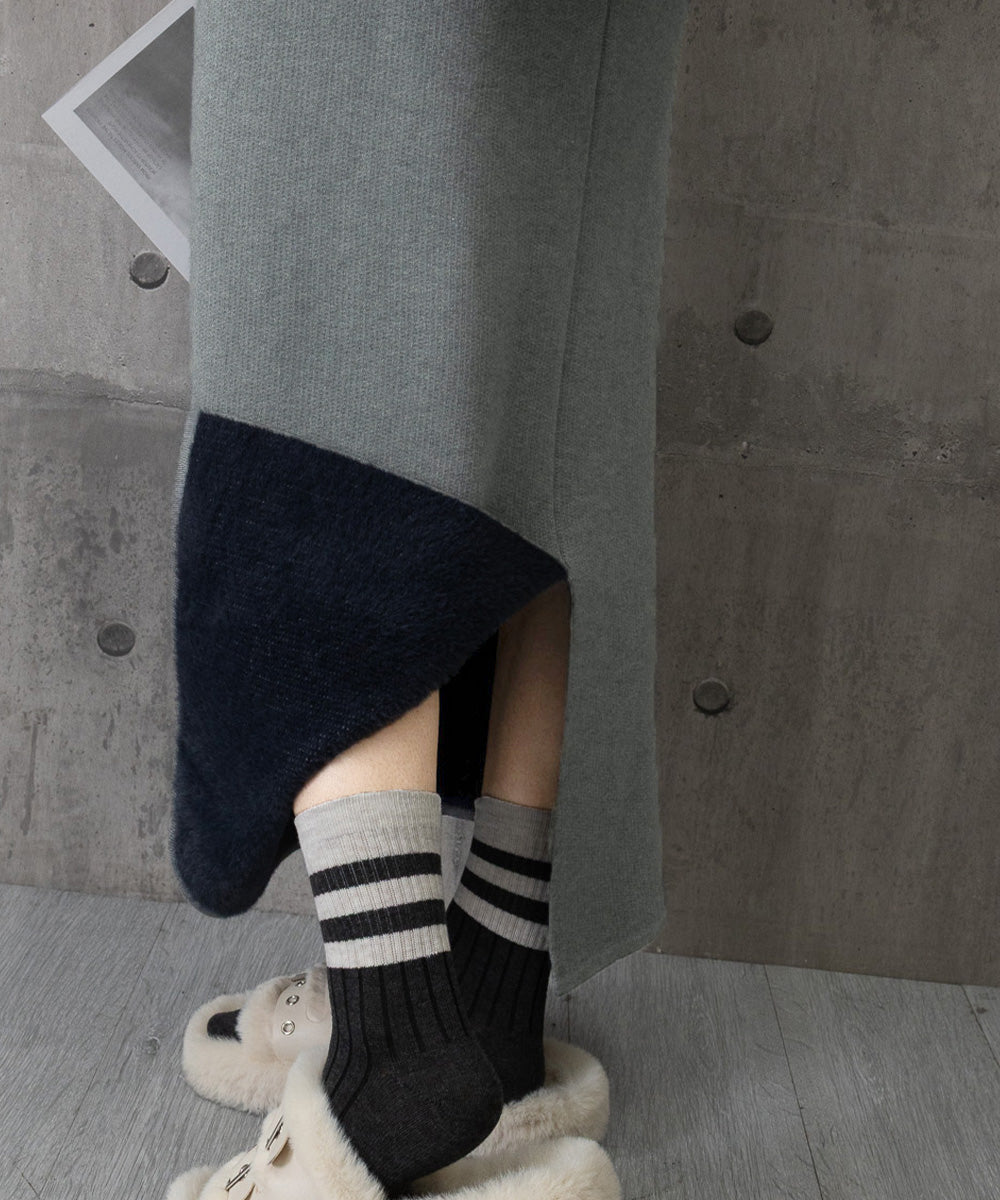 裏起毛ニットスカート 厚手タイトスカート 詳細画像34