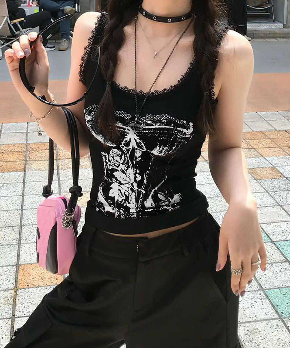 Y2Kタンクトップカップ付きキャミソール