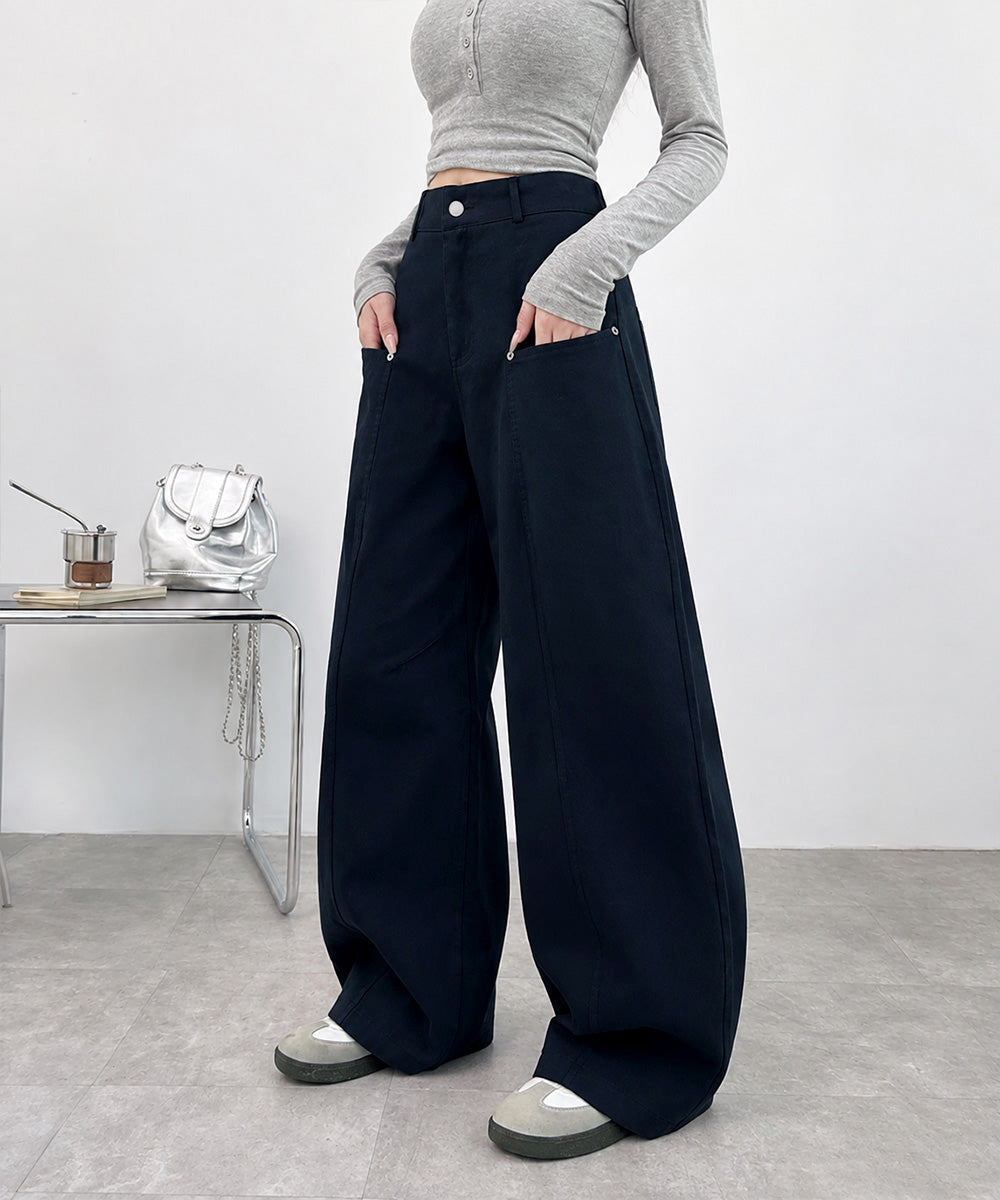 ハイウエストバレルパンツ美脚カーブパンツ