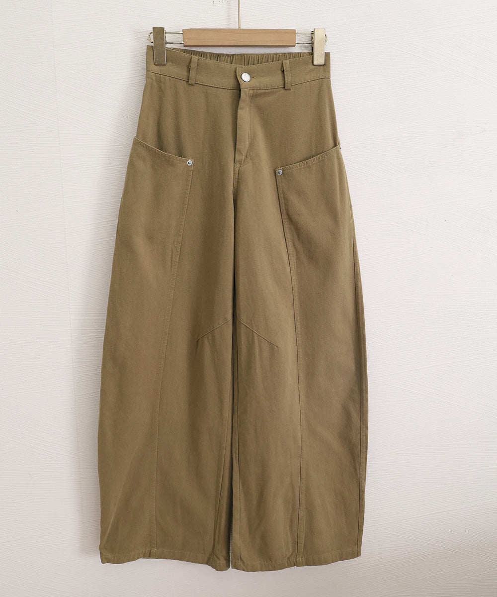 ハイウエストバレルパンツ美脚カーブパンツ