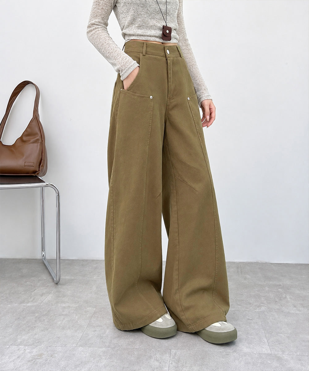 ハイウエストバレルパンツ美脚カーブパンツ