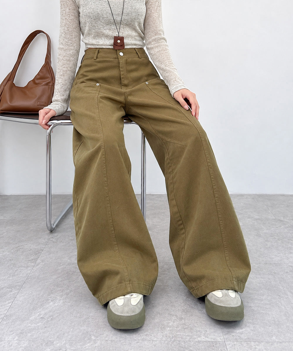 ハイウエストバレルパンツ美脚カーブパンツ