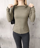 配色メロウ長袖トップスステッチカットソー 詳細画像25